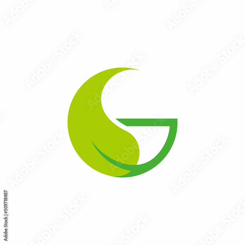 letter g green leaf tree symbol geometric logo vector