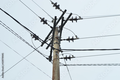 Household electrical distribution line system (low angle) photo