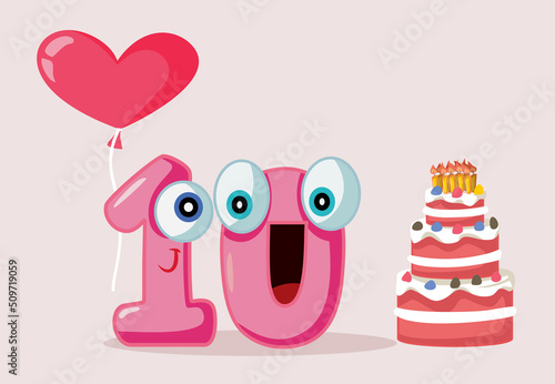 Ten Years Anniversary Vector Card Template Design. Festive party event for centenary celebration 