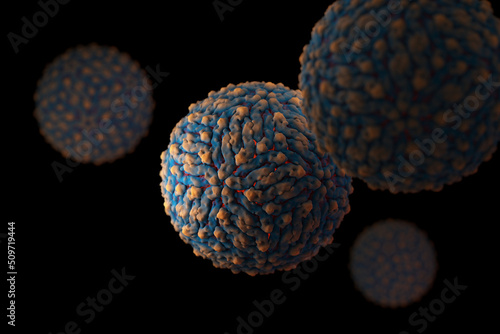 Dengue virus accurate structure, 3d rendering medical illustration photo