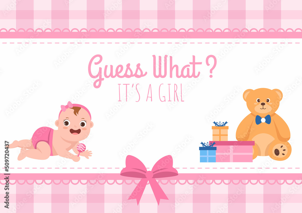 Birth Photo is it a Girl with a Baby Image and Pink Color Background Cartoon Illustration for Greeting Card or Signboard Birth Photo is it a Girl with a Baby Image and Pink Color Background Cartoon Illustration for Greeting Card or Signboard