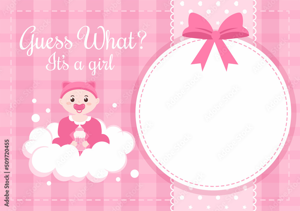 Birth Photo is it a Girl with a Baby Image and Pink Color Background Cartoon Illustration for Greeting Card or Signboard Birth Photo is it a Girl with a Baby Image and Pink Color Background Cartoon Illustration for Greeting Card or Signboard