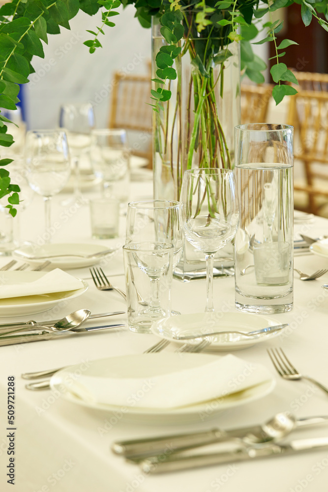 table set for a wedding reception table set for a wedding reception