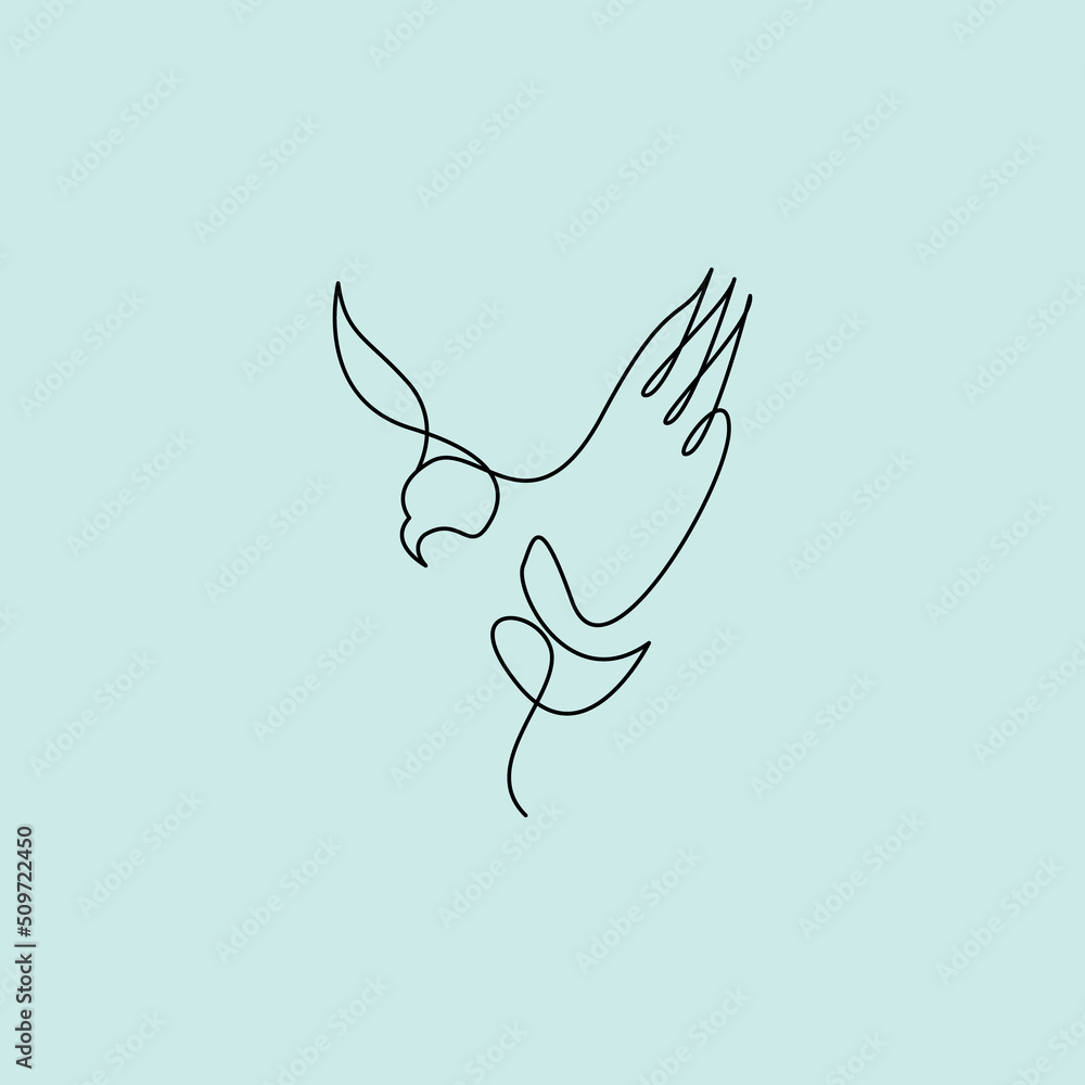 Naklejka premium line art sparrow bird logo vector illustration design, minimalist bird icon symbol