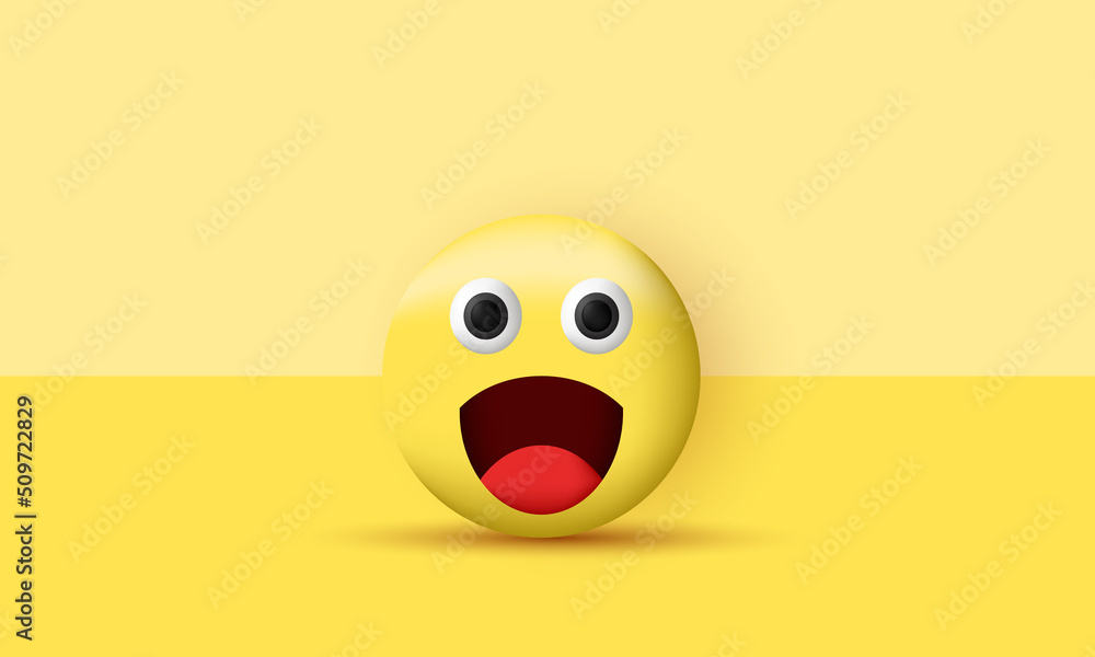 unique realistic 3d design icon smile emoji eye yellow isolated on