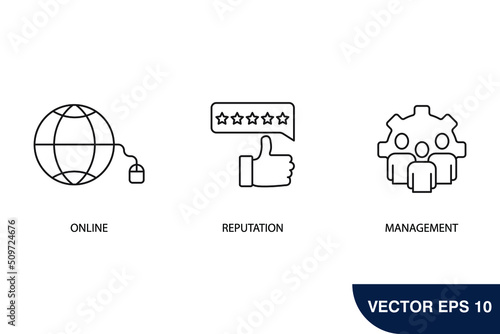 Online Reputaion Management icons set . Online Reputaion Management pack symbol vector elements for infographic web