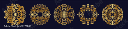 vector mandala set, gold decoration