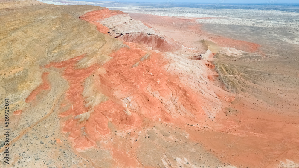 Fototapeta premium red sandy mountains in Altyn Emel National Park