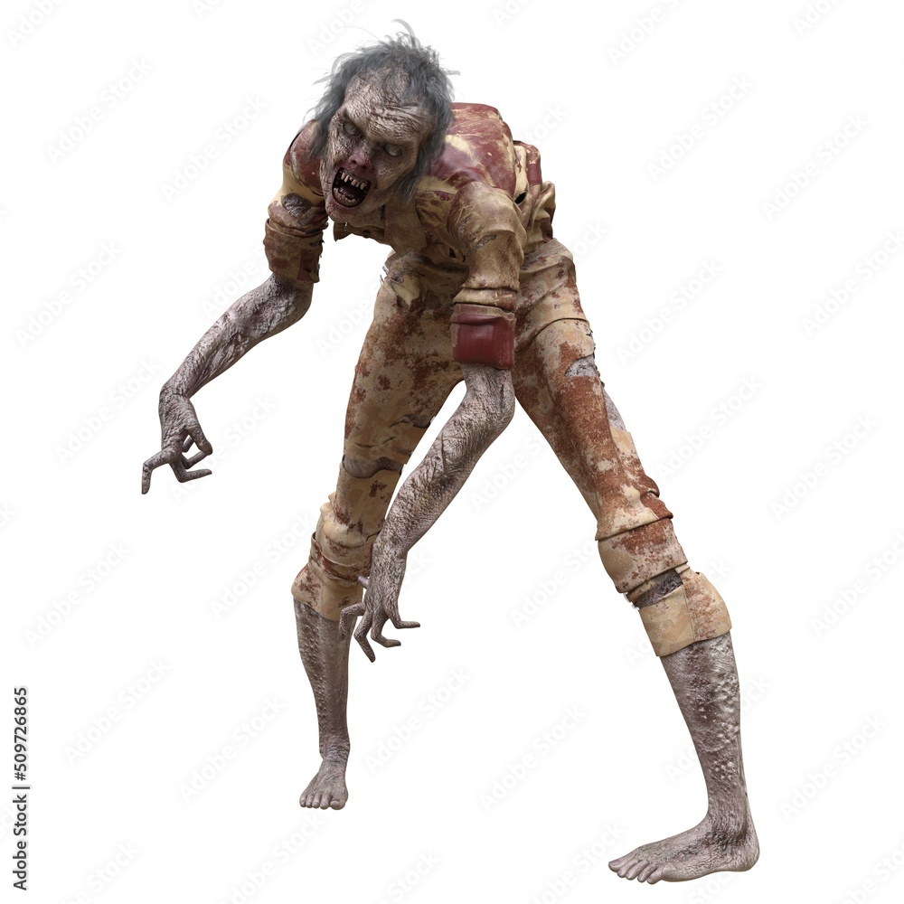 Zombie girl isolated white background 3d illustration Zombie girl isolated white background 3d illustration
