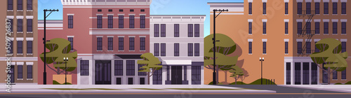 no people urban town street buildings city houses exterior cityscape background horizontal