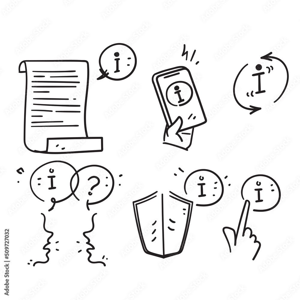 hand drawn doodle Information and Help Desk related icon illustration hand drawn doodle Information and Help Desk related icon illustration