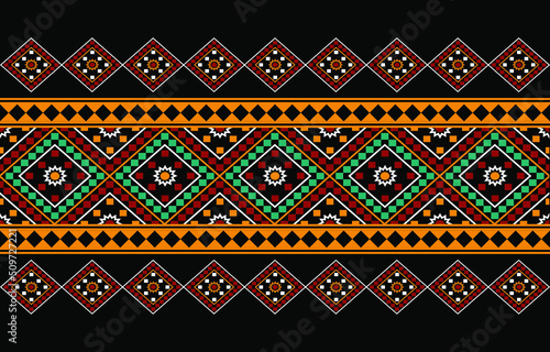 Geometric ethnic oriental seamless pattern traditional Design for background,carpet,wallpaper.clothing,wrapping,Batik fabric,Vector illustration.embroidery style - Sadu, sadou, sadow or sado