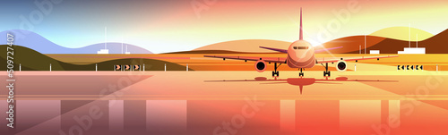 airport terminal with aircraft flying plane taking off international transportation traveling concept
