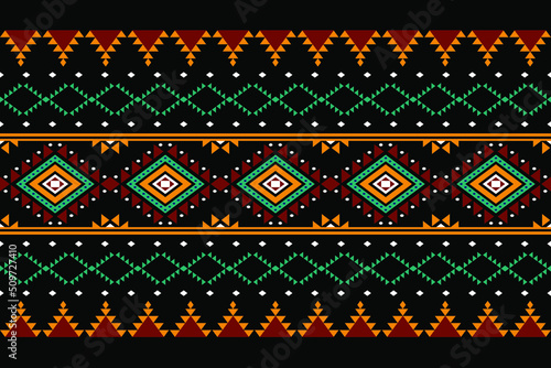 Geometric ethnic oriental seamless pattern traditional Design for background,carpet,wallpaper.clothing,wrapping,Batik fabric,Vector illustration.embroidery style - Sadu, sadou, sadow or sado