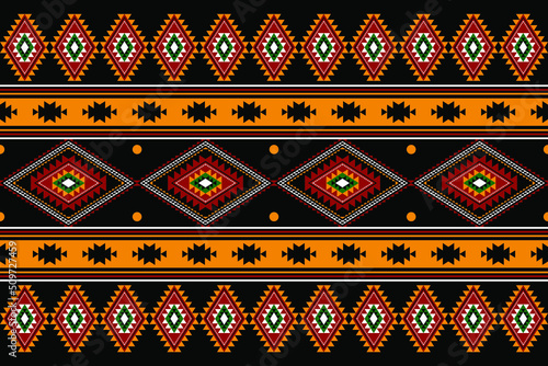 Geometric ethnic oriental seamless pattern traditional Design for background,carpet,wallpaper.clothing,wrapping,Batik fabric,Vector illustration.embroidery style - Sadu, sadou, sadow or sado