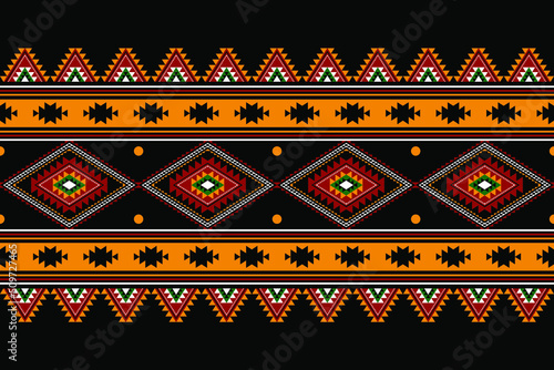 Geometric ethnic oriental seamless pattern traditional Design for background,carpet,wallpaper.clothing,wrapping,Batik fabric,Vector illustration.embroidery style - Sadu, sadou, sadow or sado