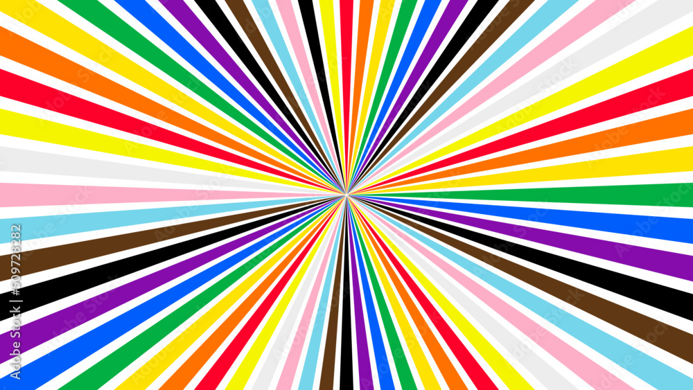 Vintage rainbow colorful sunburst circular background design. Happy LGBT people pride month theme vector template. 