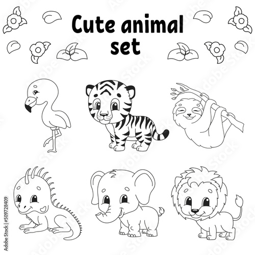 Coloring page for kids. Animal theme. Digital stamp. Cartoon style character. Vector illustration isolated on white background.