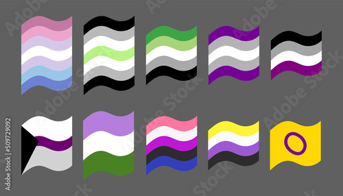 Genderqueer and intersex flags vector set illustration.