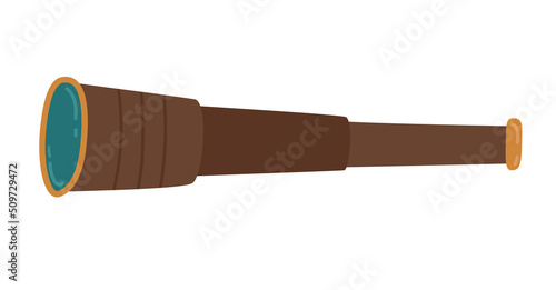 Pirate spyglass illustration. Pirate concept. Vector icon in a flet style for web design isolated on white background