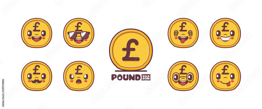 pound currency vector illustration in gold coin shape. cartoon. symbol. icon pound currency vector illustration in gold coin shape. cartoon. symbol. icon