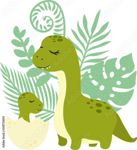 Illustrations of dinosaurs on a transparent background