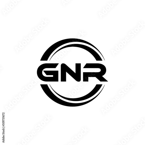 GNR letter logo design with white background in illustrator, vector logo modern alphabet font overlap style. calligraphy designs for logo, Poster, Invitation, etc. photo
