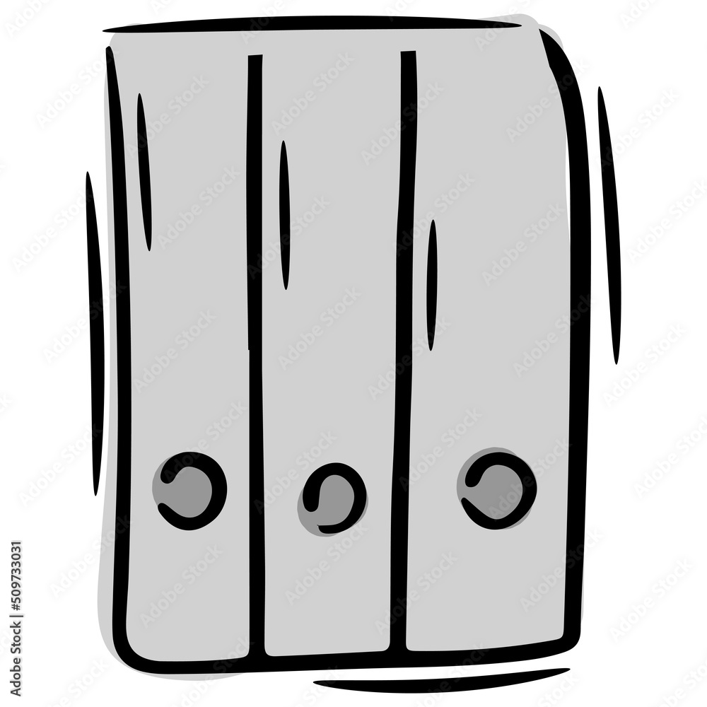 gray stack of folders, files, documents, archive with information, vector isolated element in doodle style, black outline, white background, colored business doodles