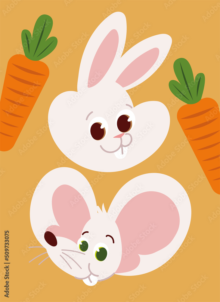 Fototapeta premium rabbit and mouse faces