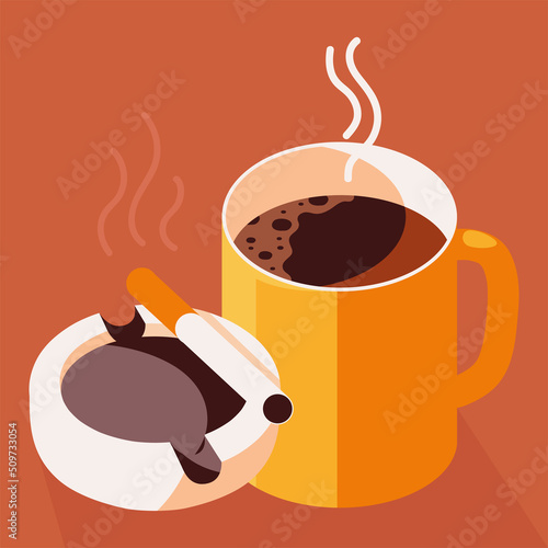 fresh coffee cup and cigar