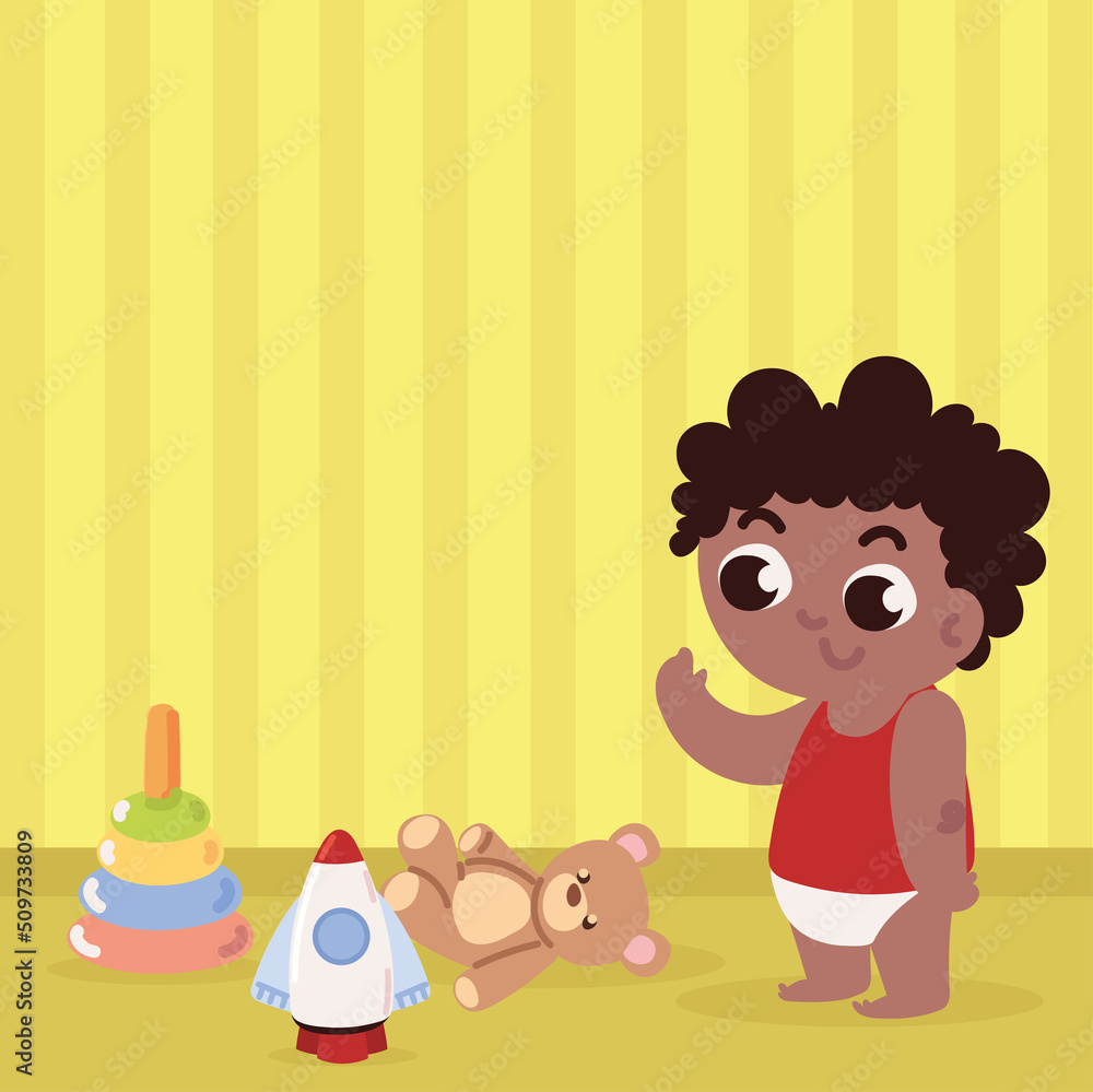 Naklejka premium cute boy with toys