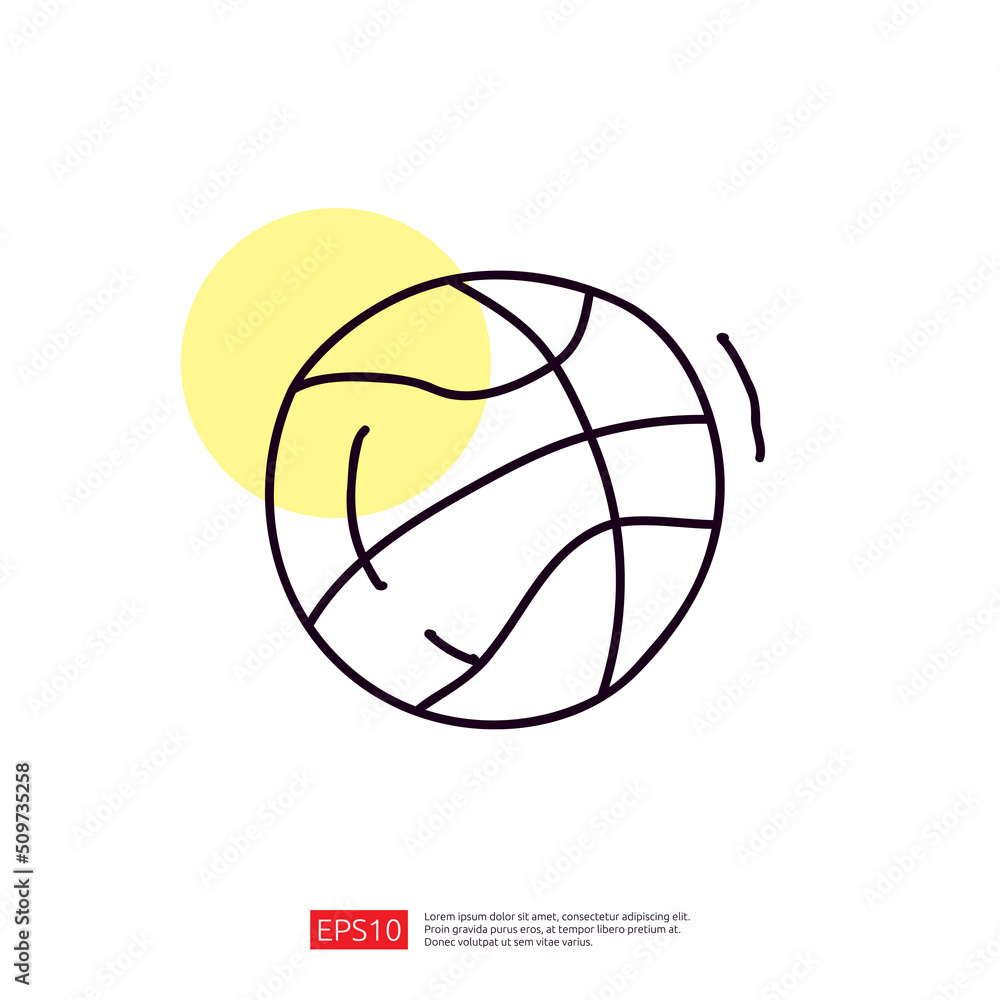 basketball doodle Line Icon. Vector Illustration