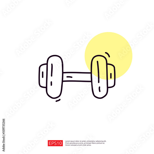 barbel dumbbell doodle line icon