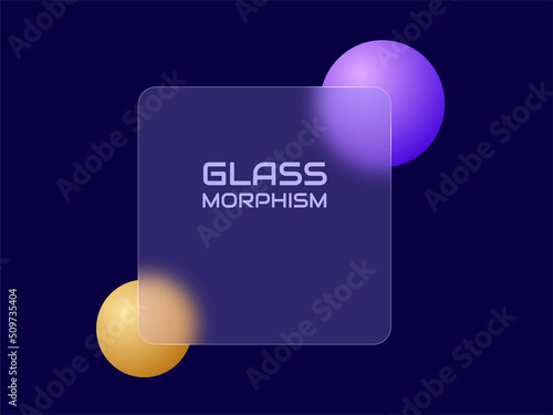 Transparent frame in glass morphism style. Place for your texts. Vector illustration.