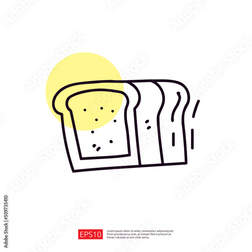 bread toast doodle line icon