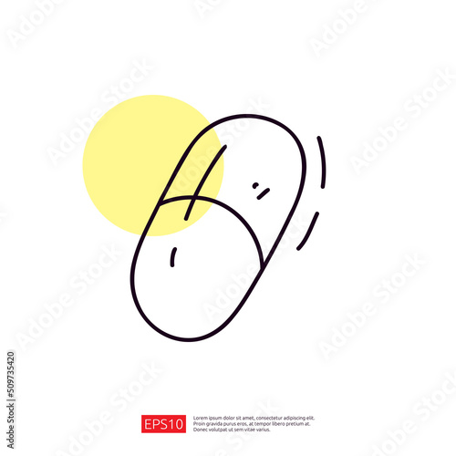 vitamin capsule doodle line icon