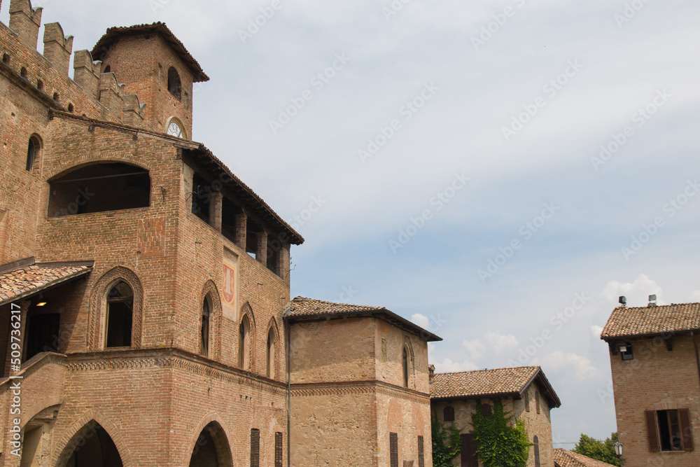 View of the historic buildings of Castell'Arquato in Emilia-Romagna region, Piacenza, Italy
