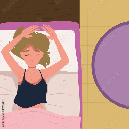 relaxed woman sleep on bed