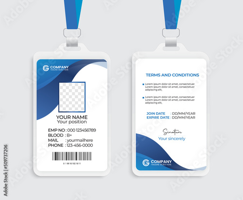 Modern Identity Employee Abstract professional, corporate office Id card design, Simple and Clean ID Card Design Template