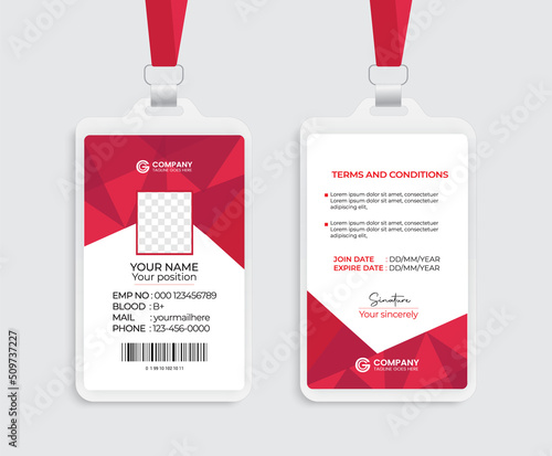 Modern Identity Employee Abstract professional, corporate office Id card design, Simple and Clean ID Card Design Template