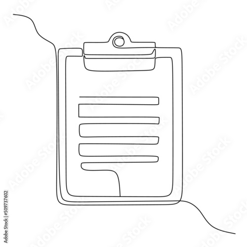 one line document vector illustration. Single continuous line style. 
