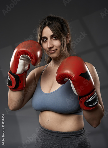 Size plus indian woman training boxing