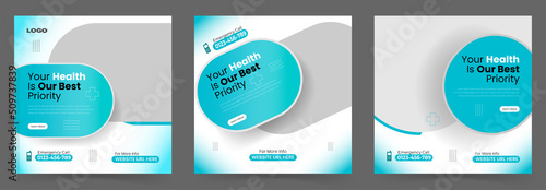 Healthcare social media post web banners or square flyer