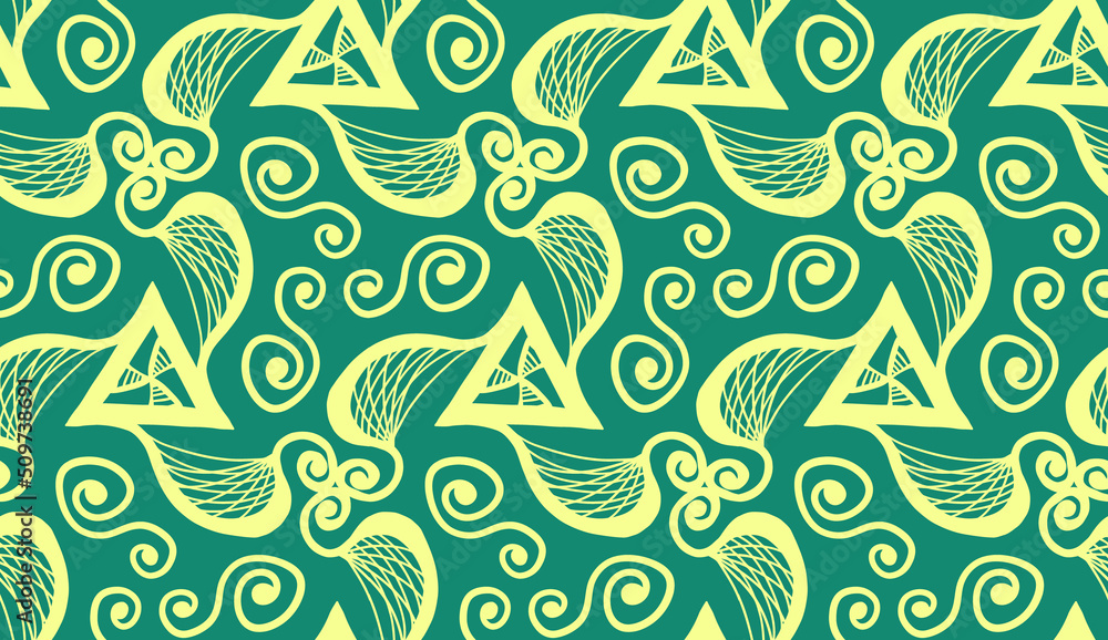 Seamless pattern with fantasy flowers, natural wallpaper, floral decoration curl illustration. Paisley print hand drawn elements. Seamless pattern with fantasy flowers, natural wallpaper, floral decoration curl illustration. Paisley print hand drawn elements.