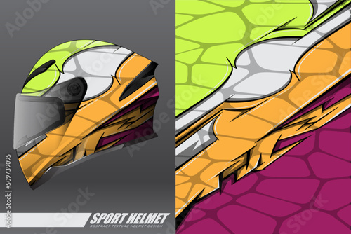 Racing helmet wrap decal and vinyl sticker design illustration