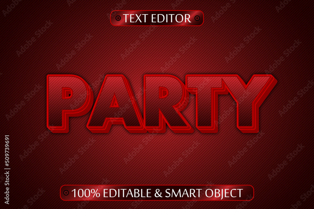 party editable Text effect 3 dimension emboss modern style party editable Text effect 3 dimension emboss modern style