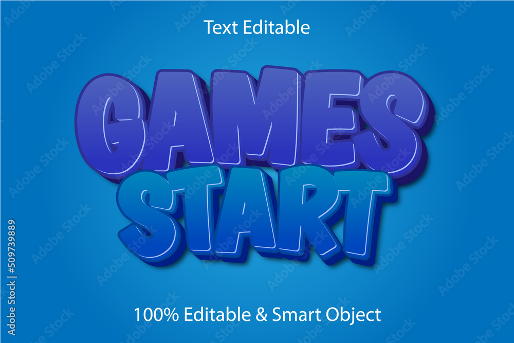 Games Start editable text effect 3 dimension emboss cartoon style Games Start editable text effect 3 dimension emboss cartoon style