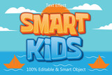 Smart kids editable text effect 3 dimension emboss cartoon style