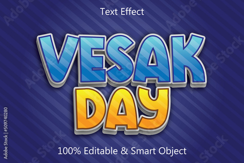 Vesak day editable text effect 3 dimension emboss cartoon style