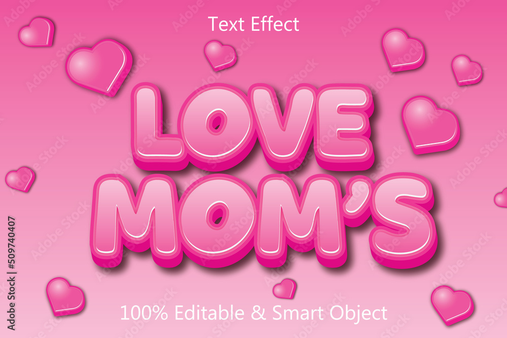Love Mom Text Effect 3 dimension Emboss Modern Style